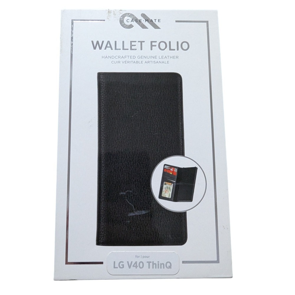 F4. Case-Mate Wallet Folio Case for LG V40 ThinQ - Black, Genuine Leather